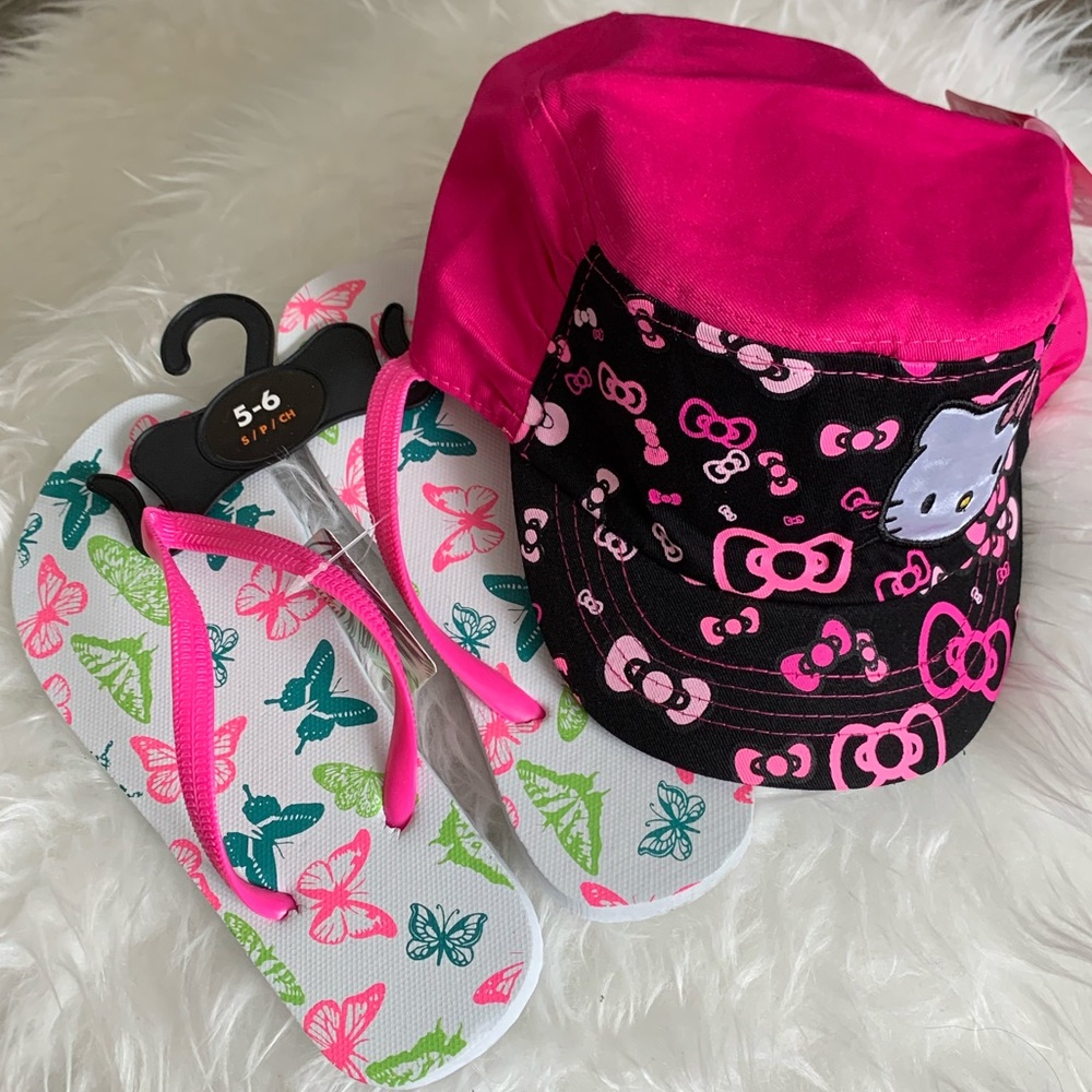 Children’s Hello Kitty hat with Flip flops